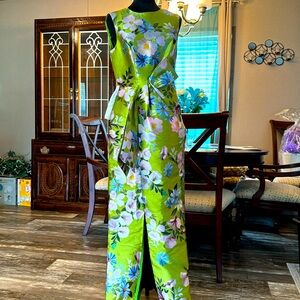 Kay Unger green maxi dress